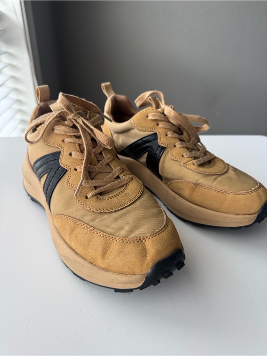 MIA Shoes - Tan Casual Lace-Up Sneakers with Black Accent